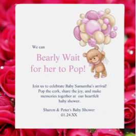 baby shower pink teddy ワインラベル