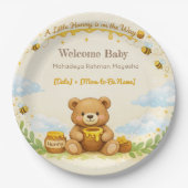 Baby Shower Plates | Hunny Bear Theme ペーパープレート (正面)