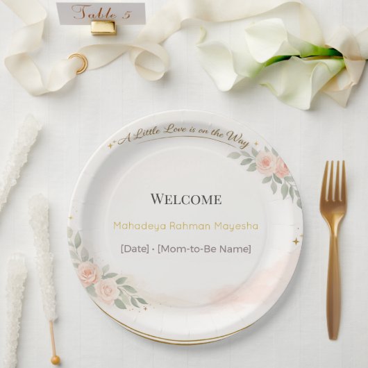 Baby Shower Plates | Snowflake Winter Theme ペーパープレート (ウェディング)