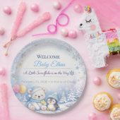 Baby Shower Plates | Snowflake Winter Theme ペーパープレート (パーティー)
