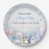 Baby Shower Plates | Snowflake Winter Theme ペーパープレート (正面)