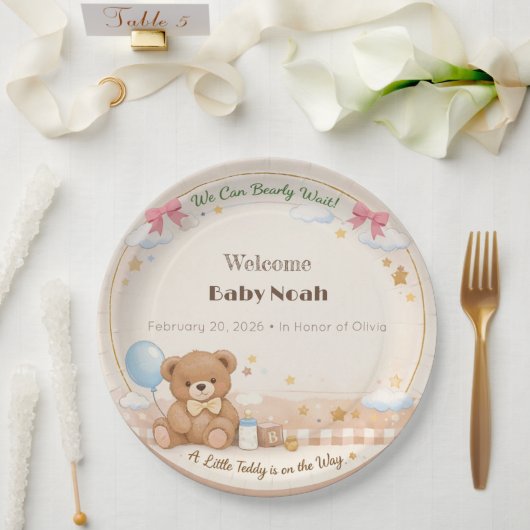 Baby Shower Plates | Teddy Bear Theme ペーパープレート (ウェディング)