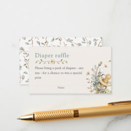 Baby Shower Rustic Botanical Diaper Raffle エンクロージャーカード