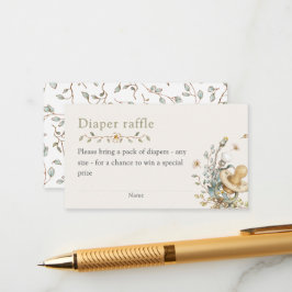 Baby Shower Rustic Botanical Diaper Raffle エンクロージャーカード