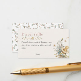 Baby Shower Rustic Botanical Diaper Raffle エンクロージャーカード