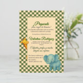 Baby Shower Safari Editable Chess pattern Elefante 招待状 (スタンド正面)