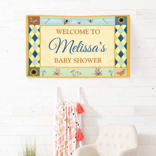 Baby Shower sign with Rabbit, Bee's & Chours 横断幕 (インサイチュ)