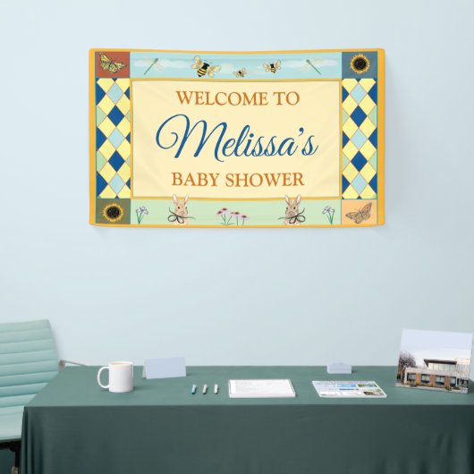 Baby Shower sign with Rabbit, Bee's & Chours 横断幕 (トレードショー)