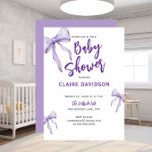 Baby Shower Soft Purple Bows 招待状