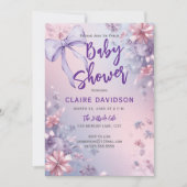 Baby Shower Soft Purple Pink and Blue Bows 招待状 (正面)