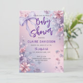 Baby Shower Soft Purple Pink and Blue Bows 招待状 (スタンド正面)