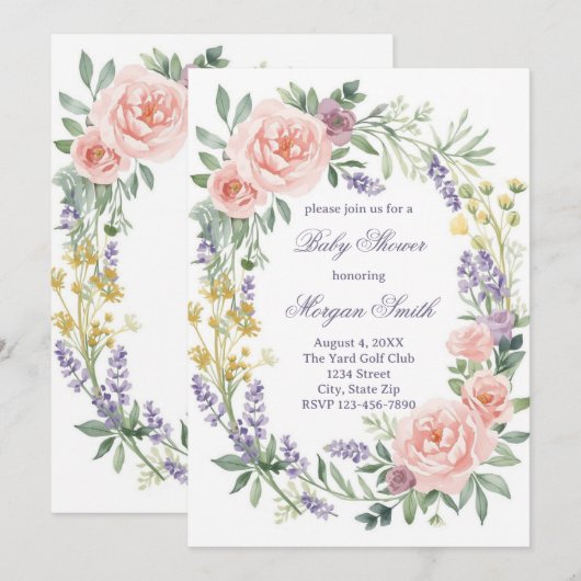 Baby Shower Sprinkle Invitation – Watercolor 招待状 (正面/裏面)