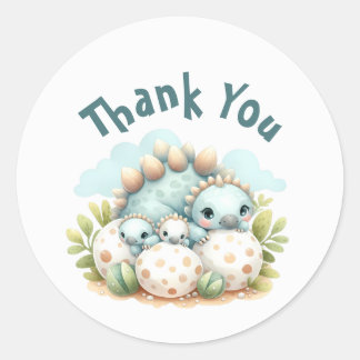 Baby Shower Sticker Dinosaur Dino Mite Party ラウンドシール