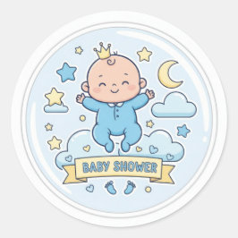 Baby shower sticker for boy ラウンドシール