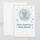 Baby shower sticker for boy 招待状 (正面/裏面)