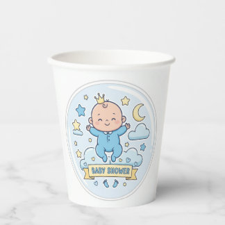 Baby shower sticker for boy 紙コップ