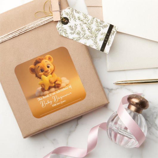 Baby Shower Sticker – Little Lion & Star スクエアシール (ギフト)