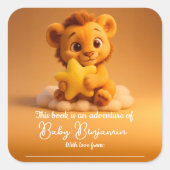 Baby Shower Sticker – Little Lion & Star スクエアシール (正面)