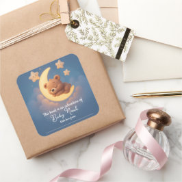 Baby Shower Sticker – Teddy Bear on the Moon スクエアシール
