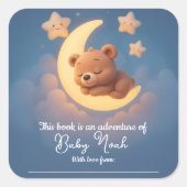 Baby Shower Sticker – Teddy Bear on the Moon スクエアシール (正面)