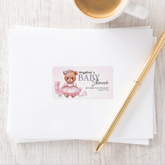 Baby shower stickers with teddy bear design. ラベル (インサイチュ)