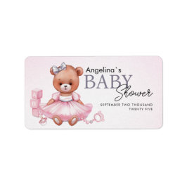 Baby shower stickers with teddy bear design. ラベル