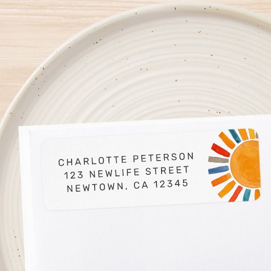 Baby Shower Sun Return Address ラベル