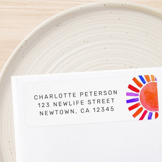 Baby Shower Sun Return Address ラベル