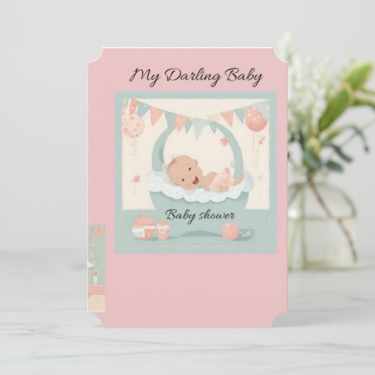 baby shower tarjeta 招待状 (スタンド正面)