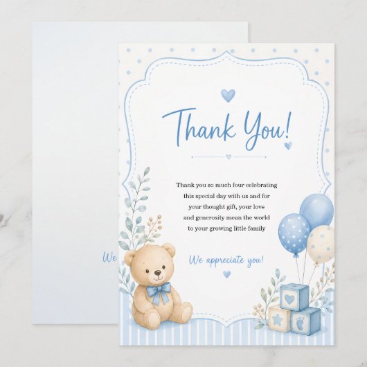 Baby shower thank you card サンキューカード (正面/裏面)