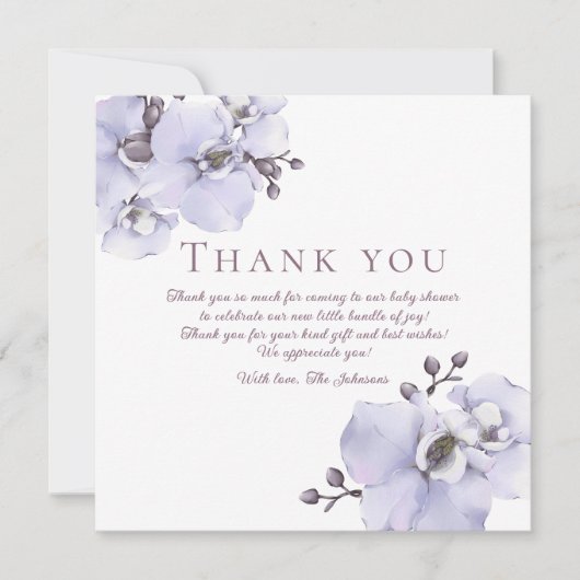 Baby Shower Thank You Card - Floral Appreciation サンキューカード (正面)