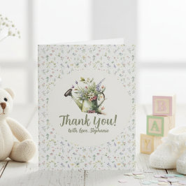 Baby Shower Thank You Card - Floral Watering Can サンキューカード