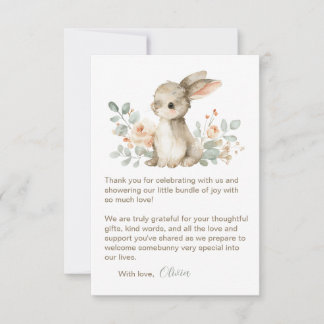 Baby Shower Thank You Cards Watercolor Bunny ノートカード