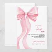 Baby Shower Thank You Cards with adorable bow. サンキューカード (正面/裏面)