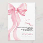 Baby Shower Thank You Cards with adorable bow. サンキューカード (正面)