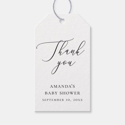 Baby Shower Thank You | Elegant Minimalist Script ギフトタグ (正面)