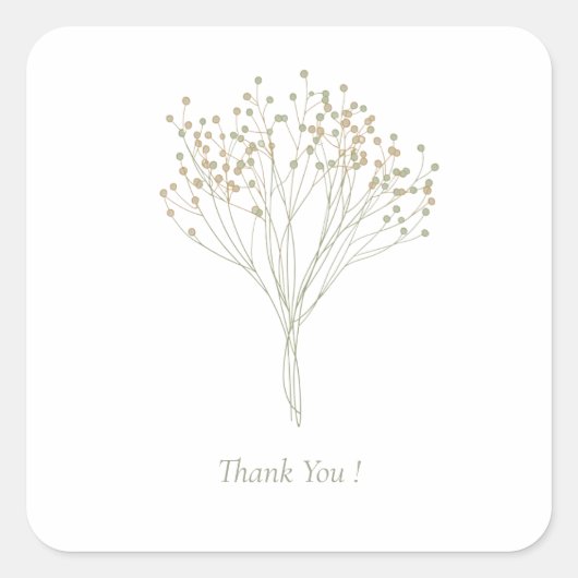 Baby Shower Thank You Sticker スクエアシール (正面)