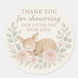 Baby Shower Thank You Sticker – Deer Theme ラウンドシール