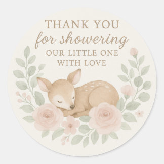 Baby Shower Thank You Sticker – Deer Theme ラウンドシール