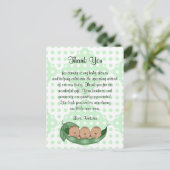 Baby Shower Thank You Triplets Peas in a Pod ポストカード (スタンド正面)