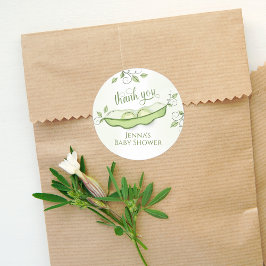 Baby Shower Thank You Two Peas in a Pod ラウンドシール