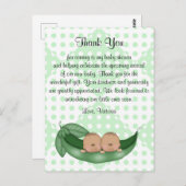 Baby Shower Thanks Twins Peas in a Pod ポストカード (正面/裏面)