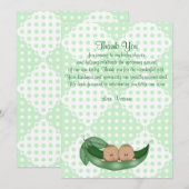 Baby Shower Thanks Twins Peas in a Pod 招待状 (正面/裏面)