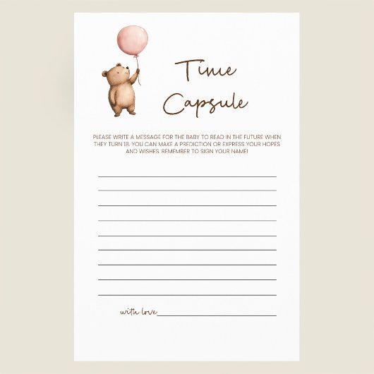 Baby Shower Time Capsule Game Cute Bear Design チラシ