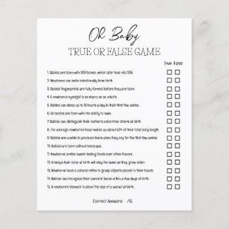 Baby Shower True or False Game