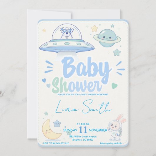 Baby Shower -UFO Pets- 招待状 (正面)