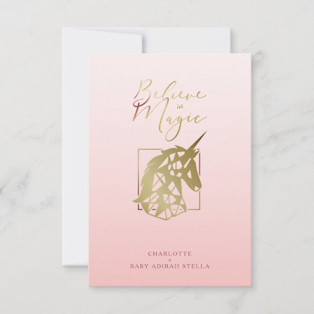 Baby Shower Unicorn | Believe in Magic Pink Blush (正面)
