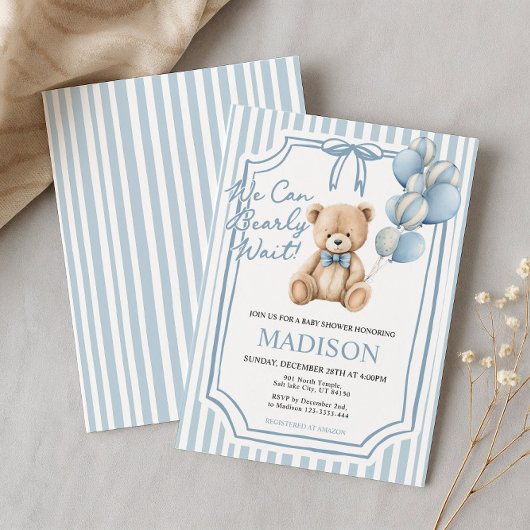 Baby Shower We Can Bearly Wait 招待状