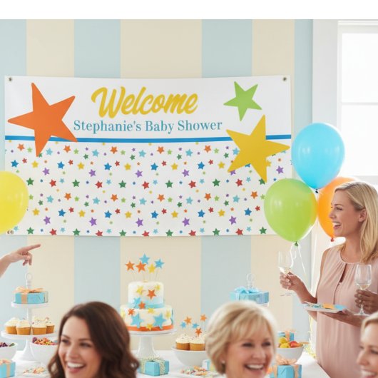 Baby Shower Welcome Banner - Colorful Stars 横断幕