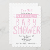 BABY SHOWER WHITE & Pink Its a Girl招待状 招待状 (正面/裏面)